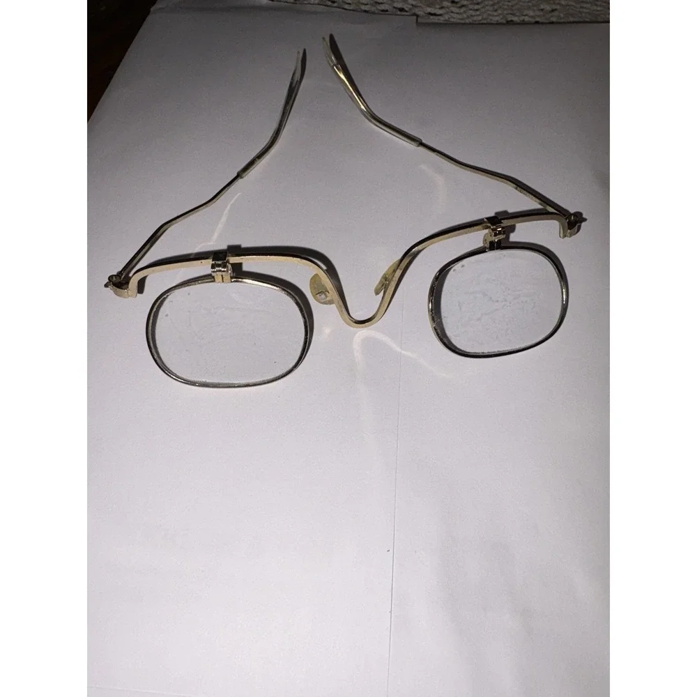 Vintage Steampunk BOHO‎ Flip Down Eye Glasses Gold Wire Framed Functional Prop
